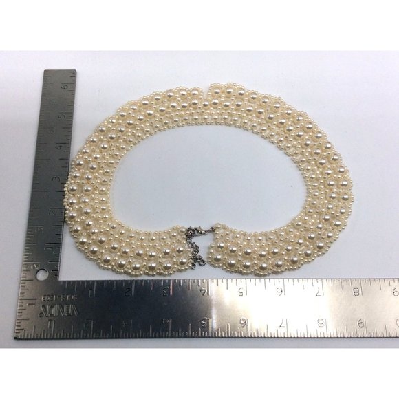 Vintage 17"-20" Necklace Collar Design With Faux Pearl Beads - Picture 3 of 3